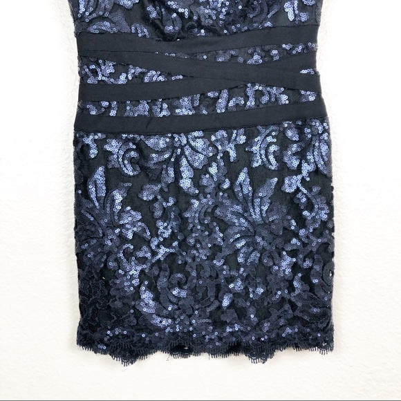 Tadashi shoji paillette sequin lace v-neck dress - Picture 3 of 8